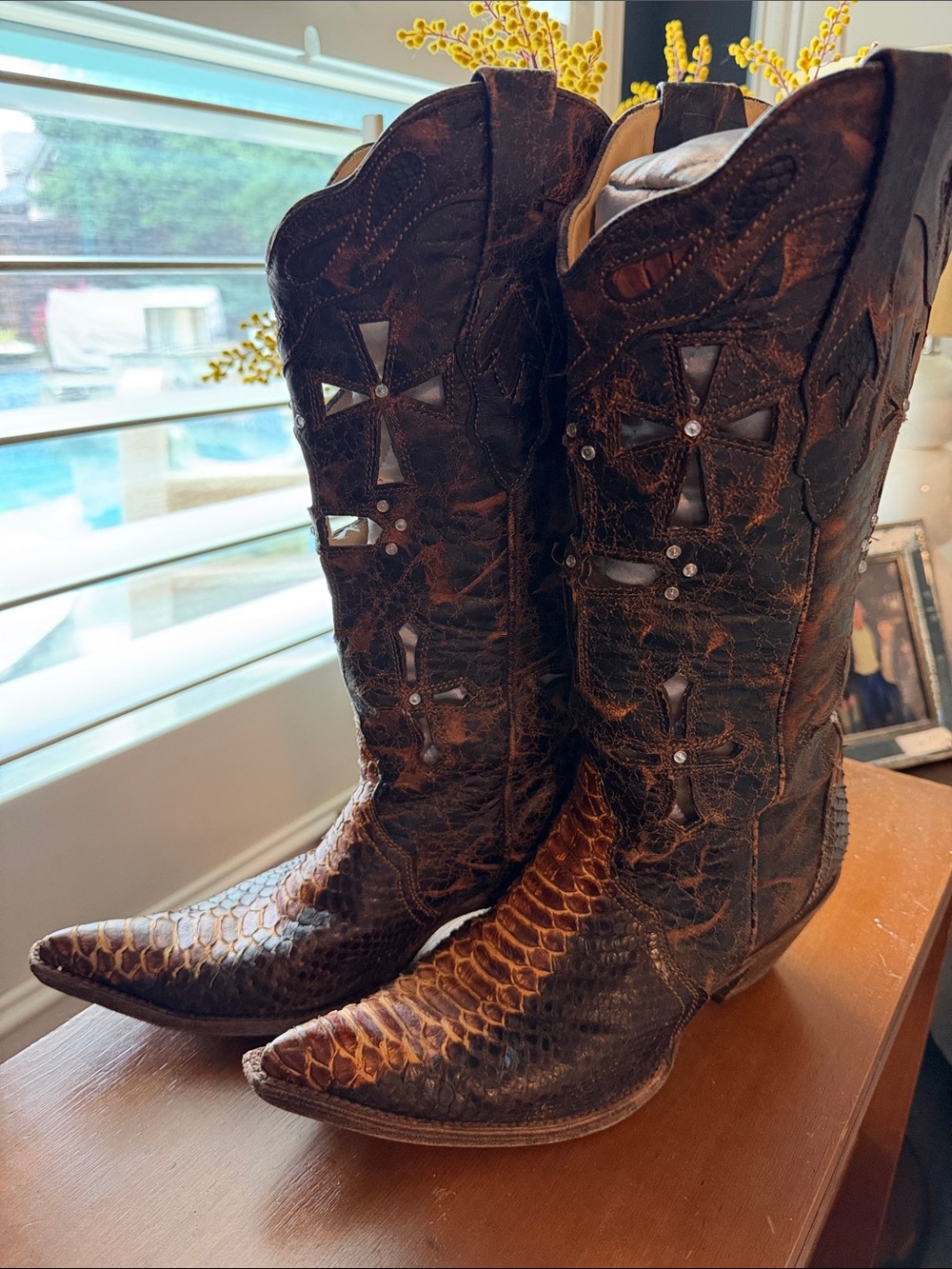 Women's corral Brown Embossed Leather Western Boots